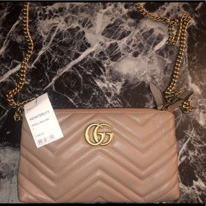 Gucci rose gold wristlet wallet chain bag NWT